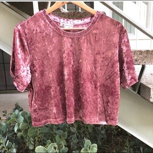 Pink Crushed Velvet Crop Top NWOT
